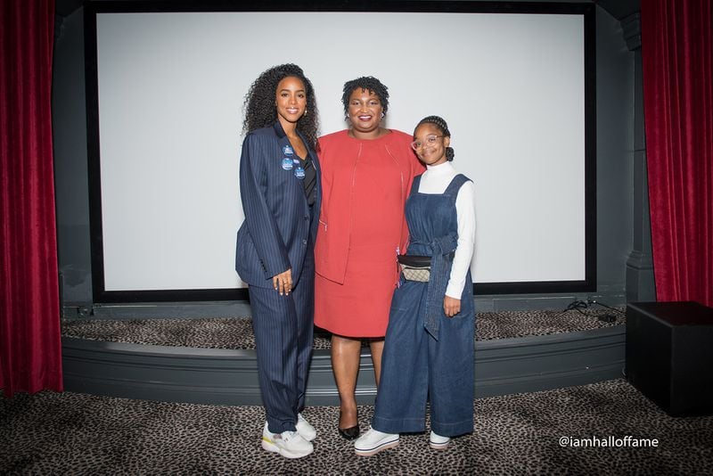 Photo Left to Right:  Kelly Rowland, Stacey Abrams, Marsai Martin
Credit:  Hall of Fame Digital Media