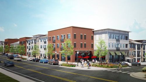 Rendering of “SouthLawn” development in Downtown Lawrenceville along Clayton Street. Courtesy City of Lawrecenville