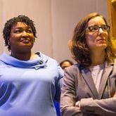 Stacey Abrams, left, founded Fair Fight following her loss in Georgia's 2018 race for governor, and Lauren Groh-Wargo was its first CEO. Groh-Wargo is returning as an interim CEO to lead a "restructuring" of the organization as it faces $2.5 million in debt with only $1.9 million in cash in the bank. Abrams is likely to play a yet-to-be determined role in the overhaul. (Alyssa Pointer/Atlanta Journal-Constitution/TNS)