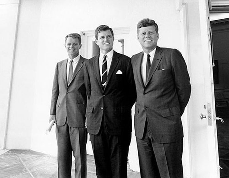From left to right: Attorney General Robert F. Kennedy (assassinated, 1968), U.S. Sen. Edward Kennedy (died of brain cancer, 2009) and President John F. Kennedy (assassinated, 1963) at the White House in August, 1963. 