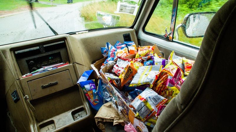 In addition to ice cream, drivers working with Frosty Treats often sell snacks, chips and sodas. Local driver Solomon Noble said that Flamin’ Hot Cheetos are especially popular. CONTRIBUTED BY HENRI HOLLIS