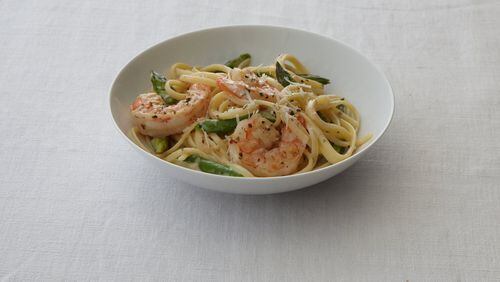 Saturday’s Creamy Linguine With Shrimp can be served with cherry tomatoes sauteed with olive oil and garlic. Contributed by McCormick and Co.