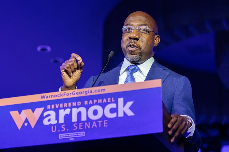 Democratic U.S. Sen. Raphael Warnock urged his backers to "keep the faith" on Tuesday, as his race with Republican Herschel Walker appeared headed for a runoff. “We know how much is at stake in this election,” Warnock said. “So, thank you for being with me. And I’m grateful that we are together every step of the way." (Arvin Temkar / arvin.temkar@ajc.com)