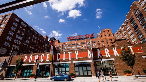 Ponce City Market, the popular tech hub and mixed-use development, occupies the former Sears warehouse east of downtown Atlanta. The complex is home to tech firms such as Athenahealth, trendy shops, restaurants and apartments. (Jenni Girtman / Atlanta Event Photography