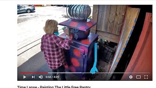 A time-lapse video posted to YouTube depicts the transformation of an antique refrigerator into a “Little Free Pantry” in downtown Woodstock. WOODSTOCK VISITORS CENTER