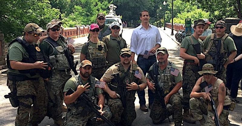 State Sen. Michael Williams, a GOP candidate for governor, was at Atlanta’s Piedmont Park recently, going after Sharia law, when he ran into a bunch of gun-toting fellows.