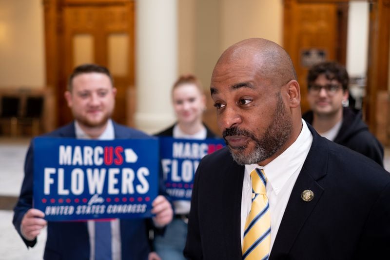 Marcus Flowers was unsuccessful in his  bid last year to topple Republican U.S. Rep. Marjorie Taylor Greene of Rome.  (Ben Gray for the Atlanta Journal-Constitution)
