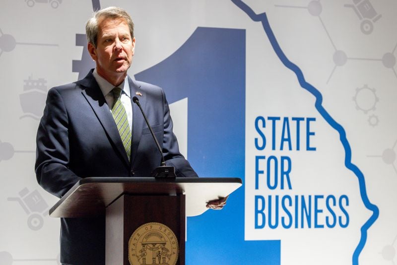 Governor Brian Kemp holds a press conference at the state capitol in Atlanta, Ga. on April 20th, 2021 in response to African American religious leaders calling for a boycott of Home Depot over recent voting legislation in the state. PHOTO BY NATHAN POSNER