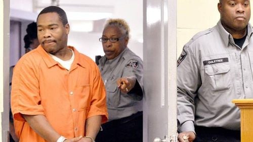 Damion Deray Henderson is led into a Bibb County courtroom for a hearing in March 2016. Henderson is charged with murder in the death of Mercer University basketball player Jibri Bryan. (JASON VORHEES jvorhees@macon.com)