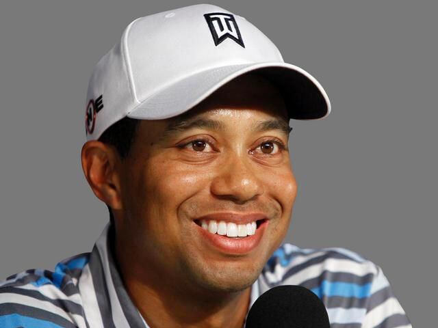 Tiger Woods at a press conference after a practice round at the World Golf Championships Accenture Match Play Championship, Marana, Arizona in February of 2009.