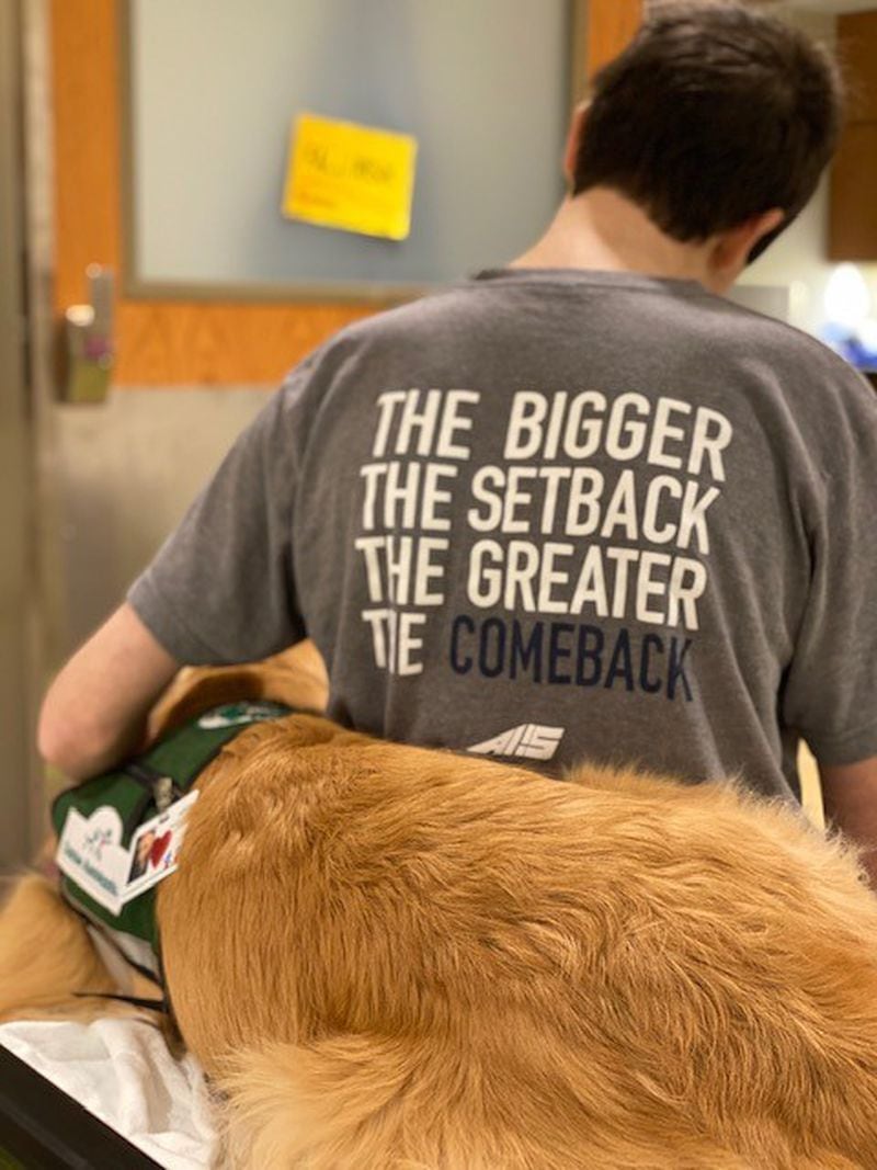 Will Broxterman was diagnosed with acute lymphoblastic leukemia. During his treatments, Aries the therapy dog kept him company.
Photo courtesy of Children's Healthcare of Atlanta