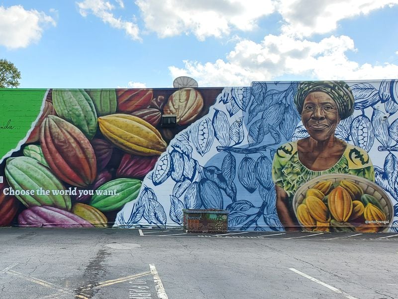 Muhammad Yungai, mural for Fairtrade America (detail).