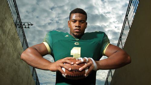 August 6, 2012 - Loganville, Ga: Grayson defensive lineman Robert Nkemdiche is one of the AJC Super 11 shown at his high school Monday afternoon in Loganville, Ga., August 6, 2012. Nkemdiche was the all-class Georgia player of the year in 2012 and is the consensus No. 1 recruit in nation.  JASON GETZ / JGETZ@AJC.COM