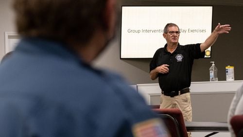 210820-Grovetown-David James, with the Georgia Office of Public Safety Support leads a peer counseling training session for Augusta-area first responders on Friday morning, Aug. 20, 2021 in Grovetown. Ben Gray for the Atlanta Journal-Constitution