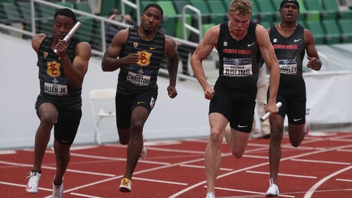 Georgia sprinter Matthew Boling, shown here at the NCAA Outdoor Track & Field Championships in Eugene, Ore., is attempting to qualify for the Tokyo Olympics in the 100 and 200 meter sprints.