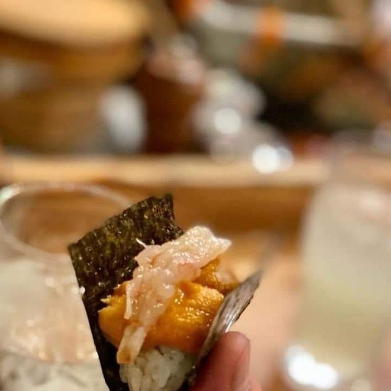 Sea urchin with baby shrimp from Omakase by Yun, which opened late last week with an 18-course omakase experience by sushi chef Jonathan Yun.