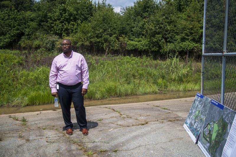 Marshall Freeman, chief operating officer for the Atlanta Police Foundation, at the site of the proposed training center in DeKalb County. (Alyssa Pointer/Atlanta Journal Constitution)