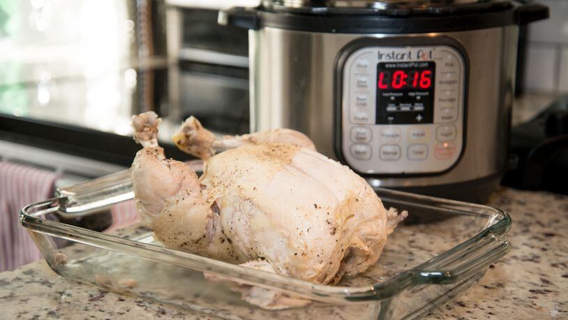 Tucker Berta Sarkisian's "Melt-off the Bone Juicy Whole Chicken" prepared in the Instant Pot. / Photo credit- Mia Yakel.