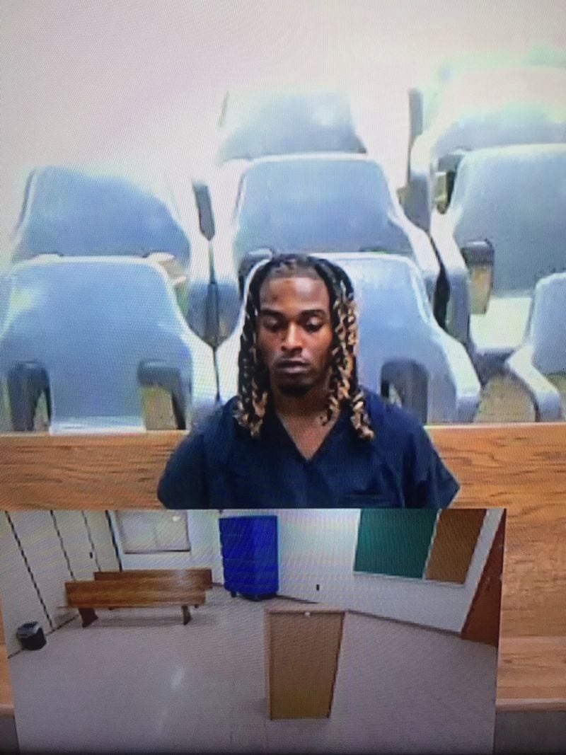 Bryan Rhoden was denied bond during an appearance at a virtual bond hearing from the Cobb County Adult Detention Center. Pool photo: Ciara Cummings, CBS46.