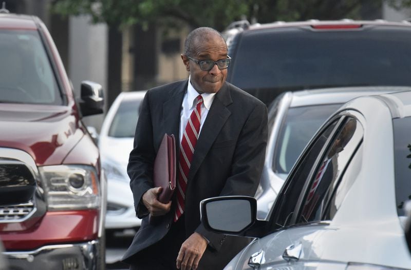 Elvin “E.R.” Mitchell Jr. walks to the federal court Tuesday morning, October 10, 2017. Mitchell was sentenced to five years in prison for his role in the Atlanta City Hall bribery scheme. HYOSUB SHIN / HSHIN@AJC.COM