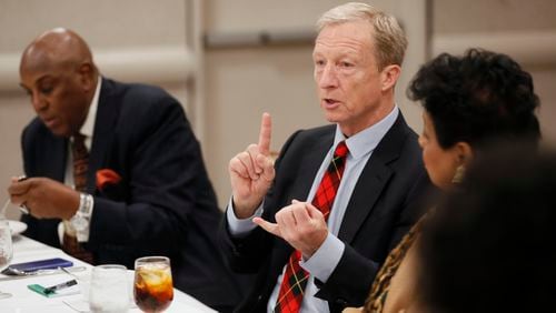 November 19, 2019 - Atlanta - Ahead of the Democratic Presidential Debate, candidate for the Democratic nomination Tom Steyer held a roundtable discussion and luncheon in Atlanta to talk with local African American leaders.