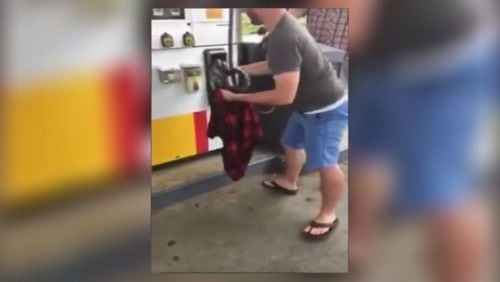 A man pulled a 3-foot snake out of a gas pump in Polk County. (Credit: Channel 2 Action News)