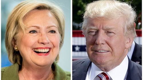 Democratic presidential candidate Hillary Clinton, left, and Republican presidential candidate Donal Trump in these 2016 file photos. Young people across racial and ethnic lines are more likely to say they trust Hillary Clinton than Donald Trump to handle instances of police violence against African-Americans. But young whites are more likely to say they trust Trump to handle violence committed against the police.   (AP Photo)