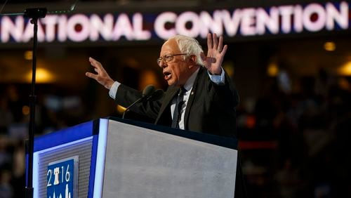 Bernie Sanders speaks passionately on the first night of the Democratic National Convention on Monday in Philadelphia. Marcus Yam/Los Angeles Times/TNS