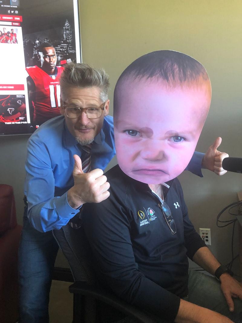 Thomas Dimitroff poses with mysterious local journalist -- OK, it’s me. Why the mask? It’s in the podcast.