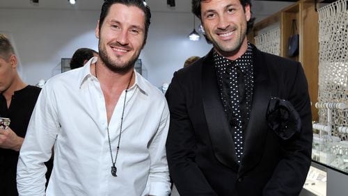 WESTLAKE VILLAGE, CA - OCTOBER 08: (L-R) Val Chmerkovskiy and Maksim Chmerkovskiy attend the launch of Cantamessa Man with Maksim Chmerkovskiy at the Closet by Sharon Segal and Nina Segal at The Promenade at Westlake on October 8, 2015 in Westlake Village, California. (Photo by John Sciulli/Getty Images for Caruso Affiliated)
