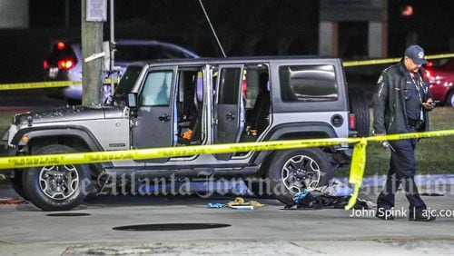 A gray Jeep was part of Tuesday's investigation outside a Citgo.