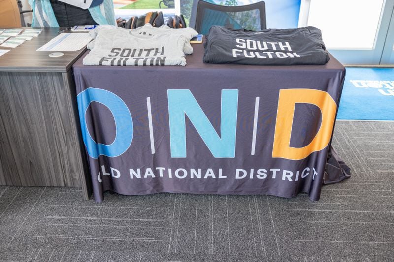 Merchandise touting the Old National District and South Fulton was seen at a brokers roundtable and site tour focused on overlooked properties on Atlanta's Southside on Wednesday, Sept. 27, 2023. Image courtesy of The Collaborative Firm.