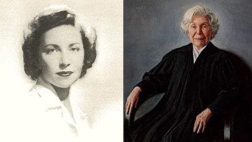 Judge Phyllis A. Kravitch as a young lawyer and in her official portrait at the 11th U.S. Circuit Court of Appeals in Atlanta. (Images downloaded from American Bar Association, 11th U.S. Circuit Court of Appeals)