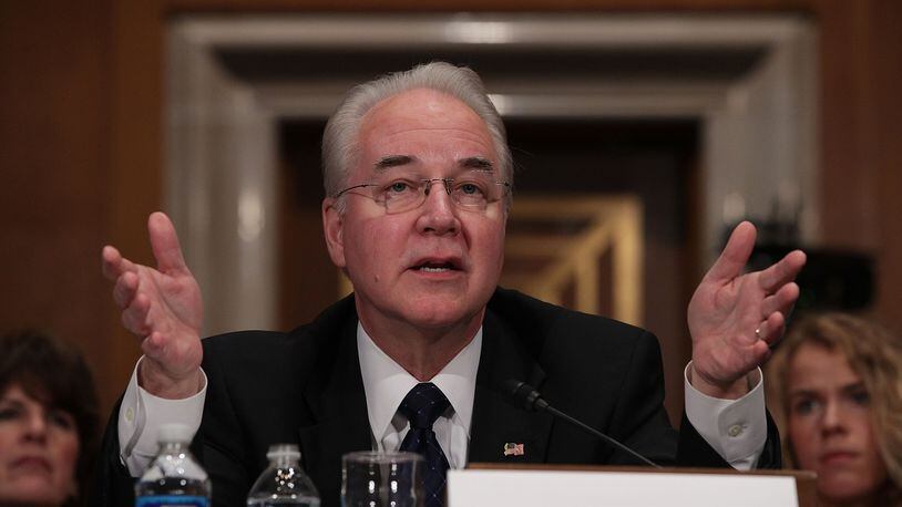 U.S. Rep. Tom Price, R-Roswell, testifies Wednesday during a Senate hearing on his nomination to become secretary of health and human services. Price, a leading critic of the Affordable Care Act, faced questions about his health care stock purchases before introducing legislation that would benefit the companies. (Photo by Alex Wong/Getty Images)