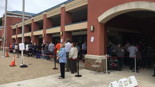 This was the line at 10 a.m. on Wednesday, Oct. 17, 2018 for folks waiting to vote early in Cobb County.