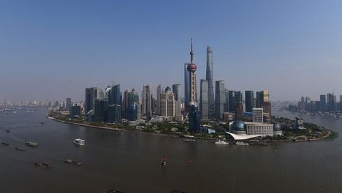 A general view of the Shanghai skyline prior to the 2015 Laureus World Sports Awards on April 12, 2015 in Shanghai, China. (Photo by Jamie McDonald/Getty Images for Laureus)