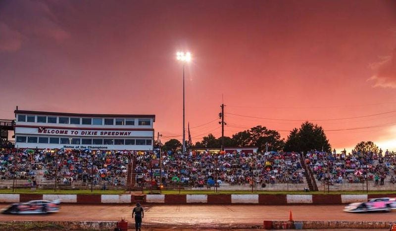 The sun sets over the Dixie Speedway stadium. Contributed by Prather Photos