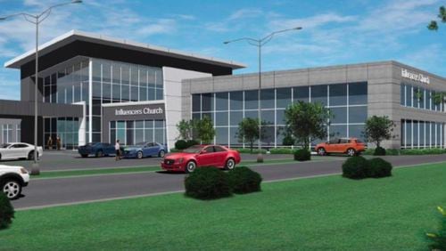 The Duluth City Council agreed to a zoning change that will allow for construction of a 60,000-square-foot church. This view of the Influencers Church from South Old Peachtree Road would have a modern architectural design. Courtesy City of Duluth