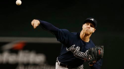 Braves’ Mike Foltynewicz throws a pitch against the Arizona Diamondbacks on Tuesday, July 25, 2017, in Phoenix. (AP Photo/Ross D. Franklin)