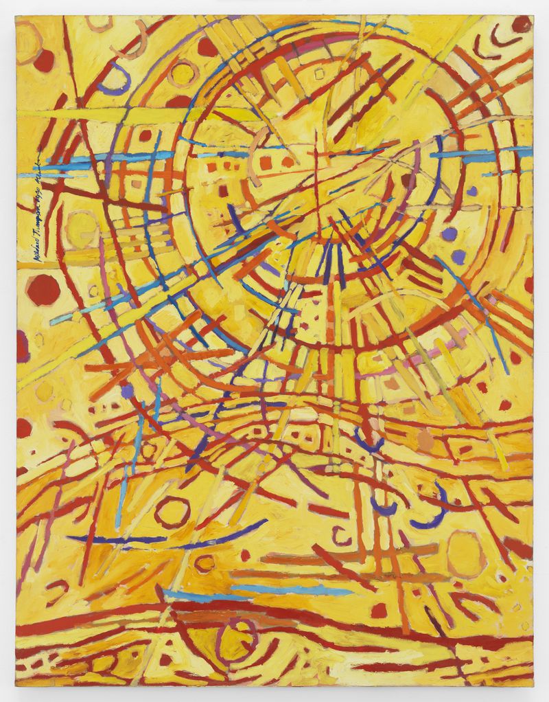 Mildred Thompson, Magnetic Fields, 1990; oil on canvas. ©The Mildred Thompson Estate; Courtesy Galerie Lelong & Co., New York