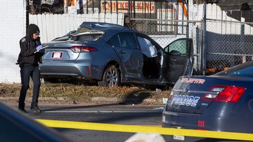 Atlanta Police investigate the scene of an accident at Joseph E Lowery Blvd & Donald Lee Hollowell in Atlanta on Tuesday December 31st, 2019.  (Photo by Phil Skinner).