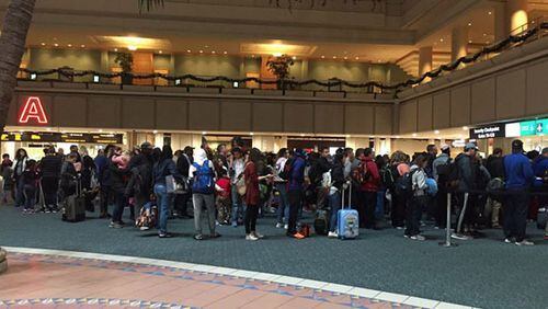 The lines were long as passengers at Orlando's airport prepared to return home.