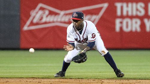 Ozzie Albies, who is playing shortstop with the Triple-A Gwinnett Braves, is considered the parent club's shortstop or second baseman of the future, with Dansby Swanson (Karl Moore / Gwinnett Braves)