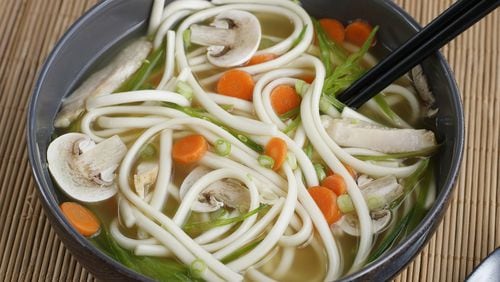 Friday’s Chicken and Vegetable Udon Soup can be ready in about 30 minutes. CONTRIBUTED BY McCormick & Co.