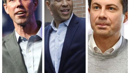 Beto O'Rourke, Cory Booker and Pete Buttigieg. AP images