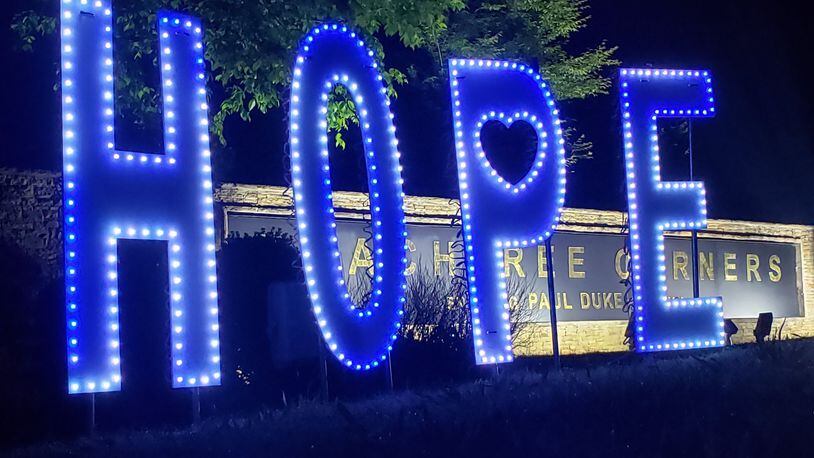 Peachtree Corners business owner, Bill Frey of Illuminating Design, recently donated and installed an uplifting sign spelling out the word “HOPE” adjacent to the city’s gateway sign at the Ga. 141/Peachtree Industrial Boulevard split. (Courtesy City of Peachtree Corners)