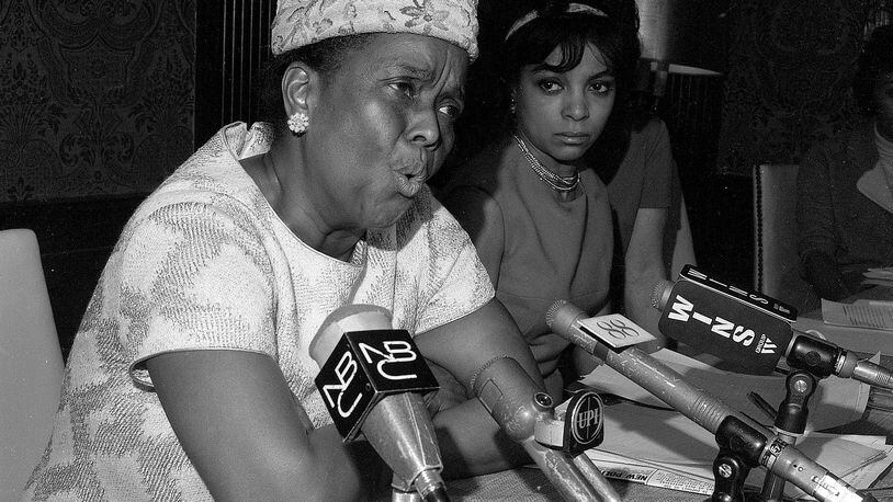 Ella Baker, official of the Southern Conference Educational Fund, speaks at the Jeannette Rankin news conference on Jan. 3, 1968. AP Photo