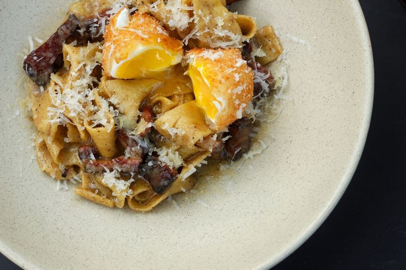 No. 246’s pasta carbonara features pancetta, black pepper and pecorino. CONTRIBUTED BY NO. 246