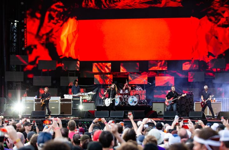 Atlanta, Ga: Foo Fighters closed out Shaky Knees 2024 on Sunday night with extended versions of their biggest hits. Photo taken May 5, 2024 at Central Park, Old 4th Ward.  (RYAN FLEISHER FOR THE ATLANTA JOURNAL-CONSTITUTION)