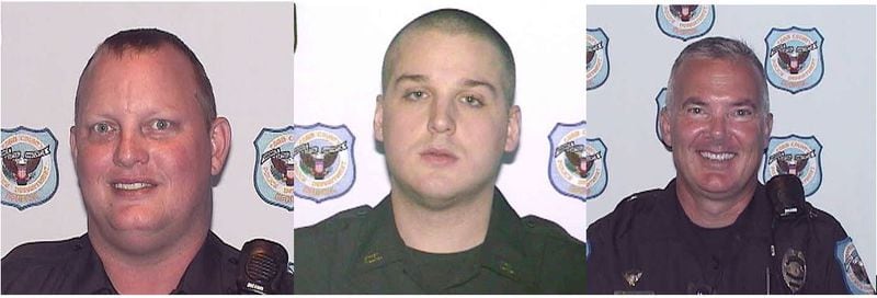 Sgt. Paul Garrett (from left), Officer Justin Bullis and Officer Brian Kynard were injured in a motorcycle accident.
